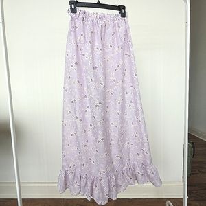 Vintage 1970s lavender floral maxi skirt